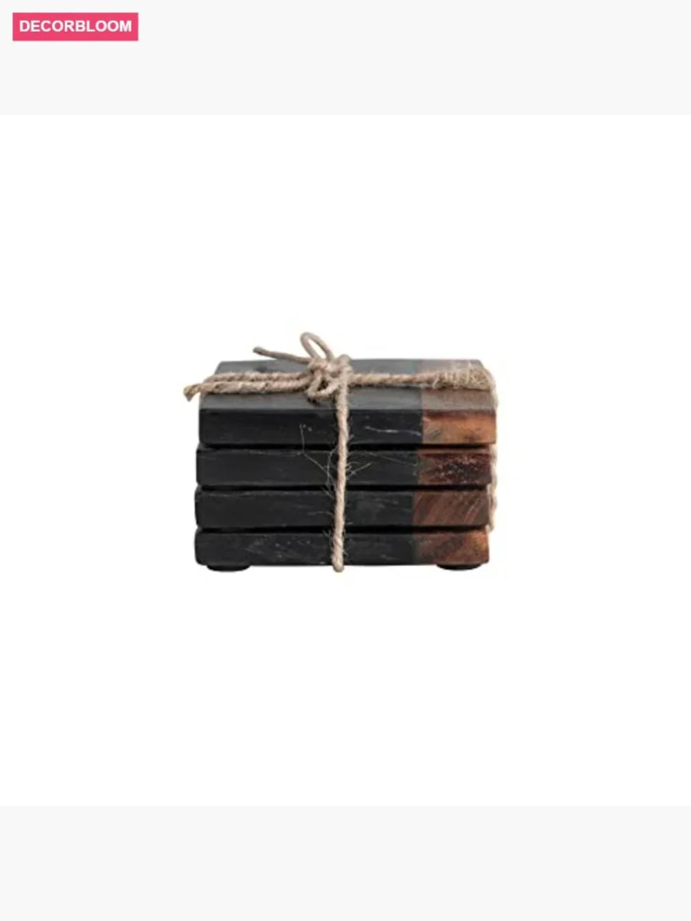 Marble and Acacia Wood 2-Tone Coasters Set of 4